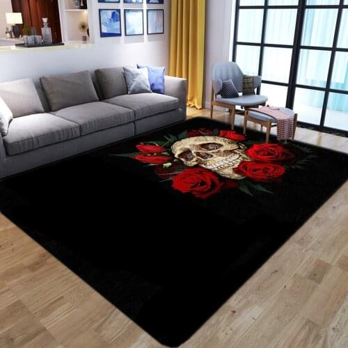 3D Anti-slip Carpets for Living Room Bedroom Halloween Area Rugs Rose Skull Carpet Modern Outdoor Indoor Rug Parlor Floor Mats