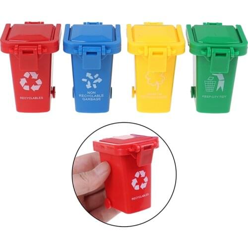 4pcs/set Mini Trash Can Toy Garbage Truck Cans Curbside Vehicle Bin Toys Kid Simulation Furniture Toy Gift
