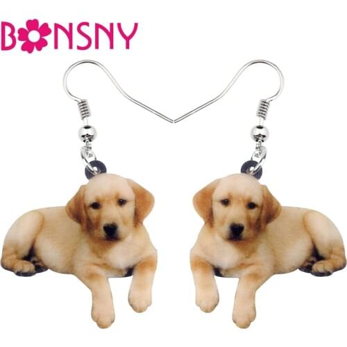 Bonsny Statement Acrylic Labrador Retriever Dog Earrings Dangle Drop Cute Animal Jewelry For Women Girls Pet Lovers Accessories