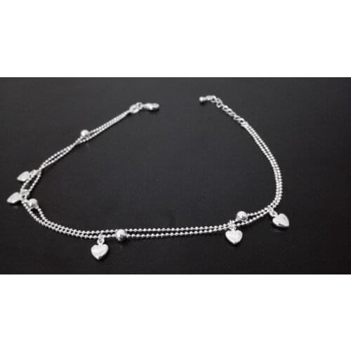 S925 Sterling Silver Anklets for Women Crystal Heart Ankle Bracelet 2021 Jewlery Organiser Tobilleras De Plata De Ley 925 Mujer