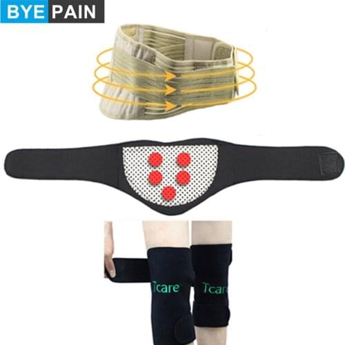 BYEPAIN Magnetic Therapy Tourmaline Brace Set Knee Protector Pads Neck Massage Brace Waist Care Support Belt Self-heating