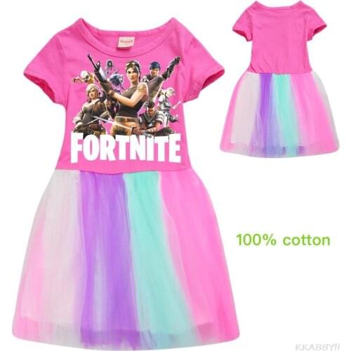 Fortnites Kids Dresses For Girls Summer Dress Birthday Party Lace Princess Halloween Christmas Toddler Clothes Skirts