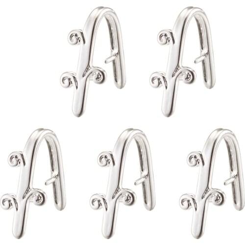 Jewelry Findings Brass Pinch Bails, Ice Pick, Silver Color, Size: about 10mm wide, 18mm long, 2mm thick