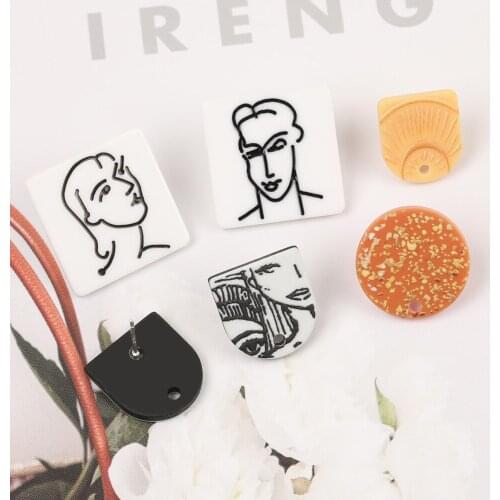 HAOSAW 6Pcs DIY Earring Making/Jewelry Accessories/Hand Made/Painting Effect/Resin Earrings Stud/Jewelry Findings & Components