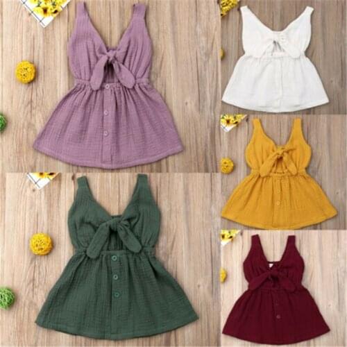 Baby Summer Clothing Toddler Kids Baby Girls Solid Dress Sleeveless Ruffle Elegant Princess Party Gown Linen Clothes 6M-4Y