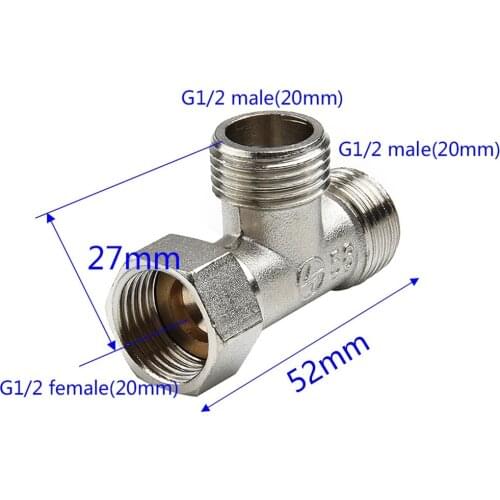 Toilet Copper Water Separator Diverter Valve Shower Tee T Adapter G1/2" T-Valve For Bath Bidet Sprayer Shower Bathroom Access