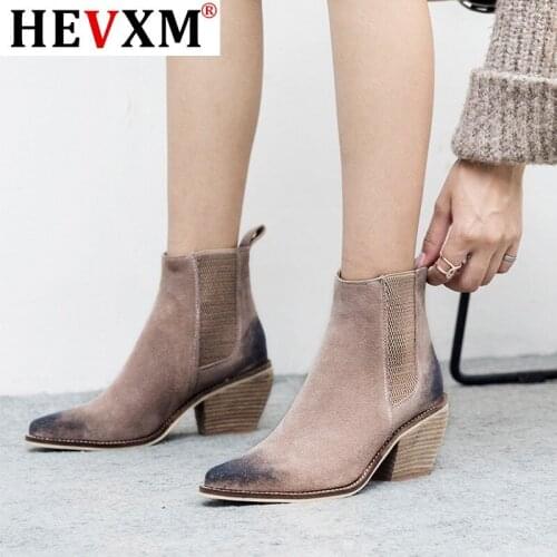 Genuine Leather Ankle boots for women High heel boots Sexy Pointed Toe 2020 Winter Fashion shoes woman botas mujer botte femme