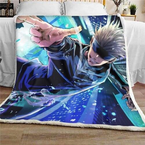 New Jujutsu Kaisen Gojo Satoru Print Anime Blankets Comfortable Soft Fleece Blanket for Teen Boys Girls Bedroom Bedspreads Manta