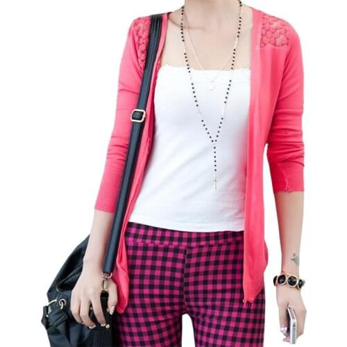 Coat New Spring Summer Sweater Women Openwork Lace Slim Thin Knit Cardigan Sun Shirt air-conditioned Shirt Vestidos LXJ246