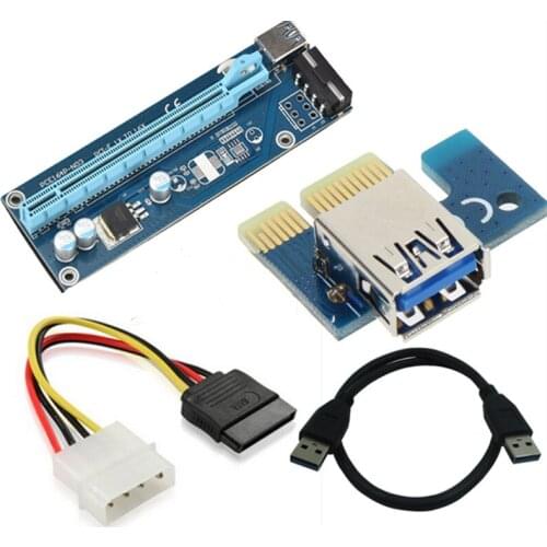 PCI-E PCI E Express Riser Card 1x to 16x USB 3.0 Data Cable 60cm SATA 15Pin Power Cable for BTC Miner Machine bitcoin mining