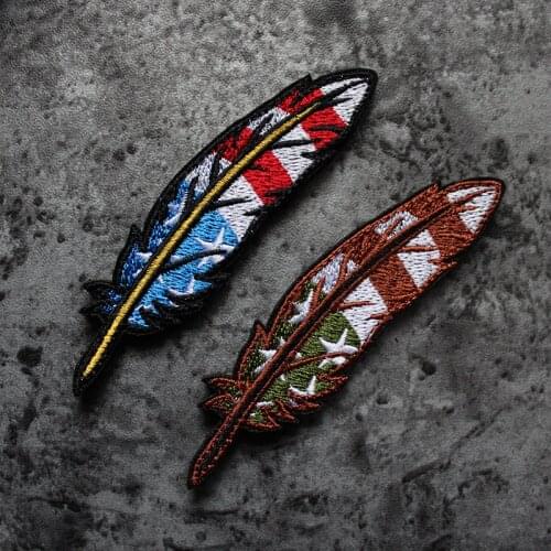 Feather Embroidery US Flag Military Magic Stickers Patch Armband Tactical Badge DIY For Clothing Hat Jacket Decoration
