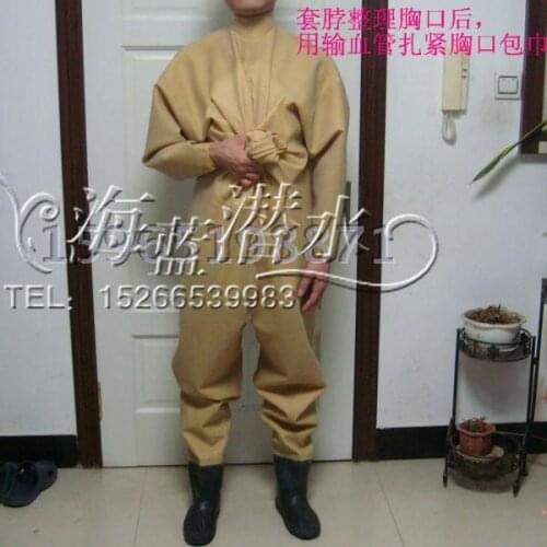 Full dry suit diving suits dig lotus latex body suits Siamese clothes waterproof rubber waterproof wader water