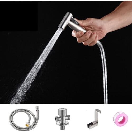Stainless steel toilet hand-held toilet faucet bathroom sprayer spray gun set toilet toilet nozzle self-cleaning shower nozzle