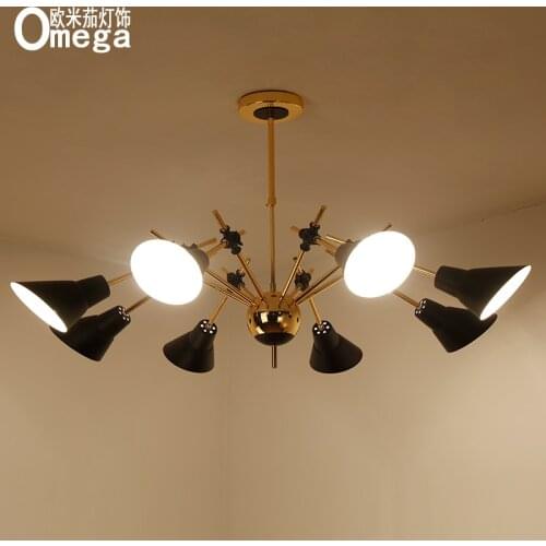 Nordic postmodern minimalist spider chandelier creative wrought iron living room dining bar bar multi-head chandelier kids room