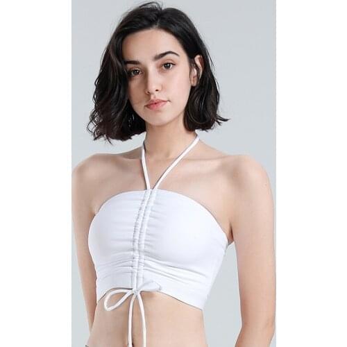 Tube Top Sexy Halter Sports Bra 10 Colors Women Gym Drawstring Fitness Tops Shockproof Off Shoulder Yoga Workout Dance Brassiere