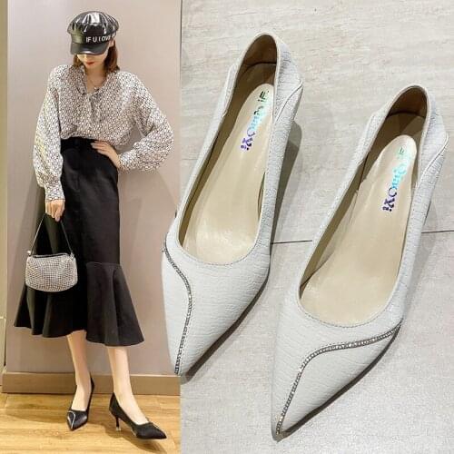 Womens Shoes Mixed Colors Leather Low Mid Heels Pumps Woman 2021 Shoes For Women New