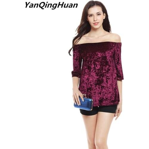 Yan Qing Huan 2018 New Summer Womens A Word Collar Strapless T-shirt Tops British Style Casual Loose Short-sleeved T-shirt