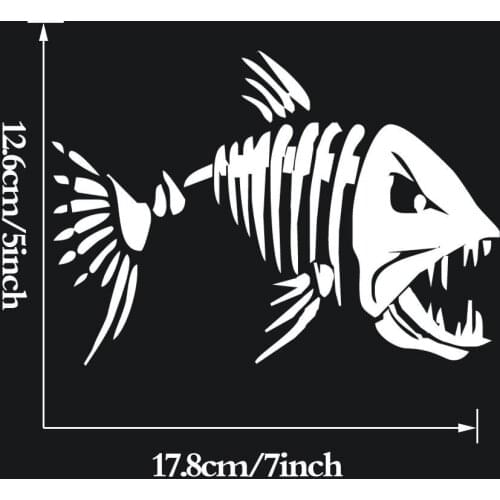 Mad Fish Funny Decal Car Window Vinyl Tribal Salt Bones Fishing Life Sticker 17.8x12.6cm