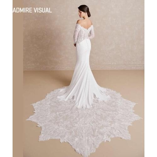 Newest Wedding Dress Mermaid Lace Sweetheart Neckline Off The Shoulder Long Sleeves Plus Size Bride Gown 2021 Vestidos De Novia