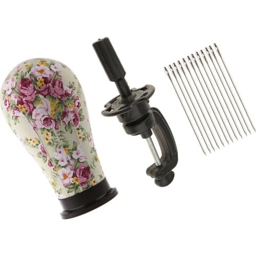 21'' Floral Wig Making Cork Canvas Block Mannequin Head+Clamp+ Straight Pins