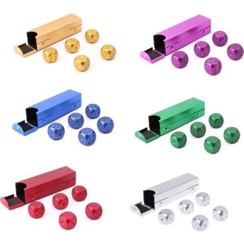 5pcs 16mm Aluminium Alloy Dice Polyhedral Metal Solid Portable Dice Poker Party