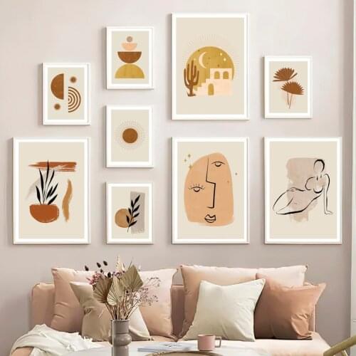 Abstract Sun Moon Leaf Nnaked Girl Body Wall Art Canvas Painting Nordic Posters And Prints Wall Pictures For Living Room Decor