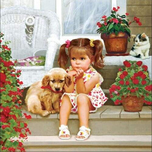 Diamond painting child dog, diamond painting animals dogs