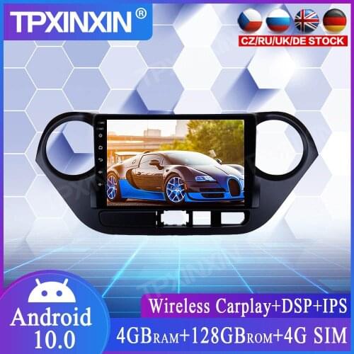 4+128G For Hyundai I10 2018-2019 LHD Car Multimedia Player GPS Navigation Headunit Auto Radio Audio Stereo Tape Recorder Carplay
