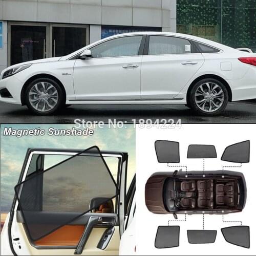 Car Full Side Windows Magnetic Sun Shade UV Protection Ray Blocking Mesh Visor For Hyundai Sonata 2015