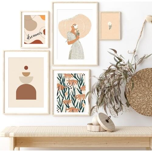 Bohemian Abstract Geometric Flower Beauty Decorative Canvas Painting Boho Home Decoration