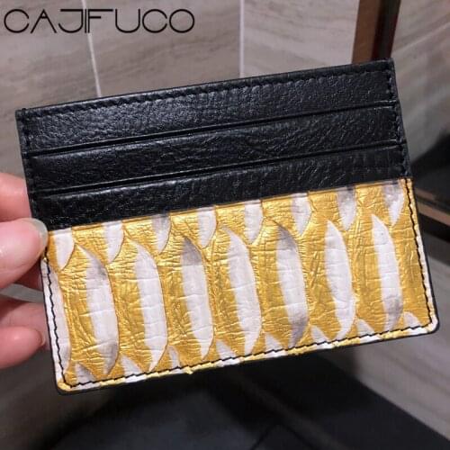 CAJIFUCO Ultrathin Real Python Leather Porte Carte Snakeskin Credit Card Holder