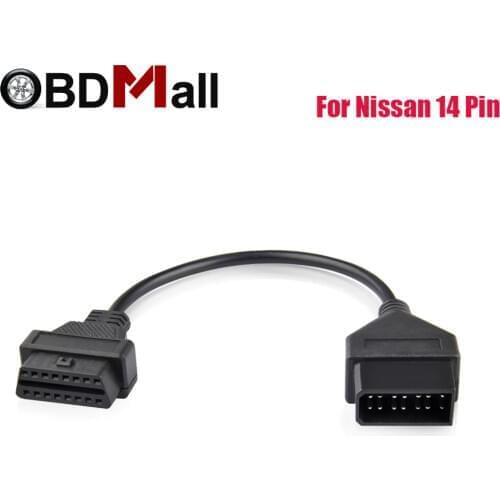 For Nissan 14 Pin OBD2 Connector to OBD 16 Pin Diagnostic Cable for Nissan 14Pin Adapter for Nissan All Series Car ODB2 Cable