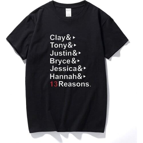 TV Series 13 Reasons Why Season T Shirt Character Name Printed T-shirt New Fashion Cotton Short Sleeve Cool Men Tshirt Tops