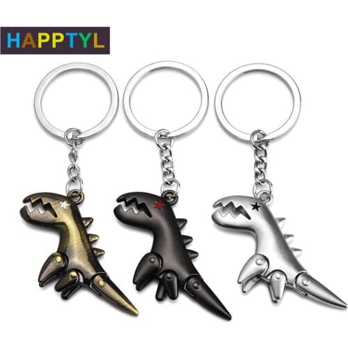 HAPPTYL 1Pcs Metal Keychain Dinosaur Key Chain Keyring Pendant for Women Men Purse Hand Bag Car Accessories