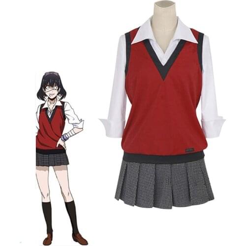 Ikishima Midari Cosplay Costume Kakegurui Compulsive Gambler Girl Wigs and Accessories JK Uniform Schoolgirl School Suit XS-2XL