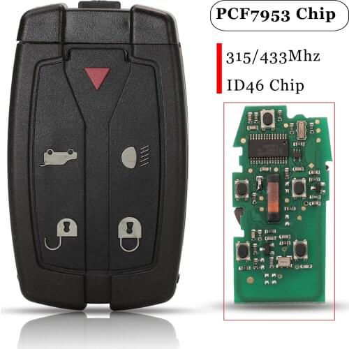 Jingyuqin 5pcs 5 Buttons Remote Car Key Fob 315/433MHz ID46 Pcf7953 For Land Rover Freelander 2
