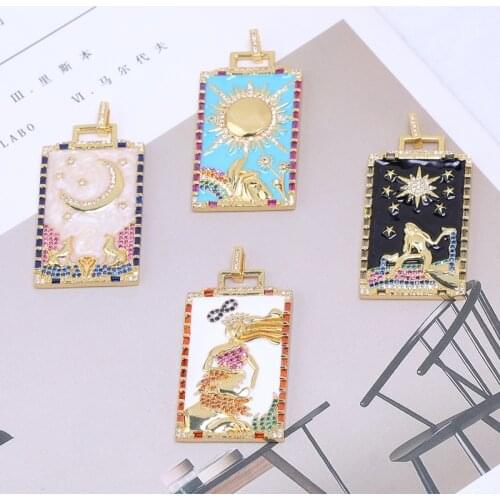 Juya Handicraft Enamel Ranibow Evil Eye Egypt Moon Star God Charms For DIY Luxury Pendant Collar Jewelry Making Supplies