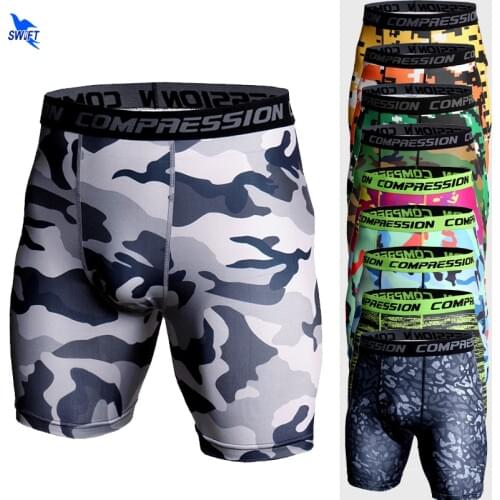 Camouflage Base Layer Running Tights Men Short Quick Dry Bodybuilding Fitness Workout Gyms Shorts Elastic Compression Sportswear
