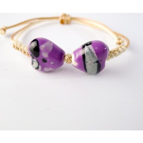 Ceramic Heart shape Hand-made Bracelet Bohemian Charm Bracelet For Women Gift Strand bracelets #EY522
