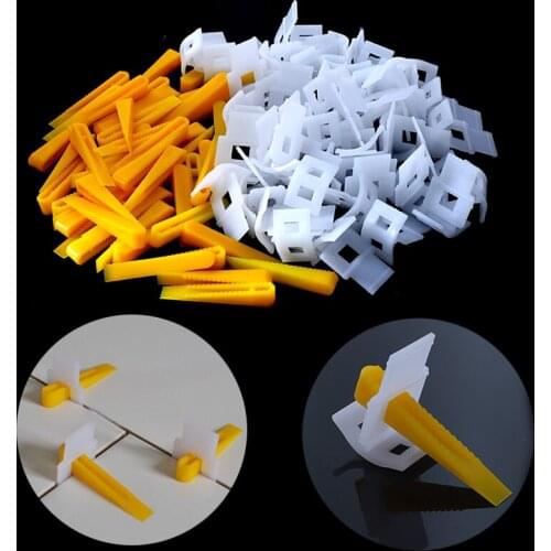 50Pcs Tile Leveling System Clips and Wedges Tiling Leveler Spacers Floor Wall Flat Locater For Construction Hand Tools