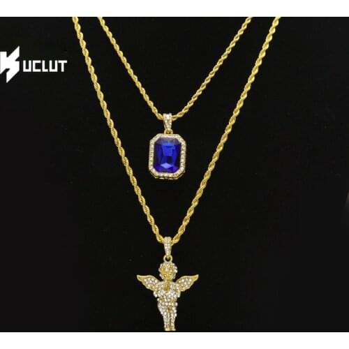 Charm Jewelry SetHip-hop Mens Pendant Set Mini Gem Jesus Small Gem Set