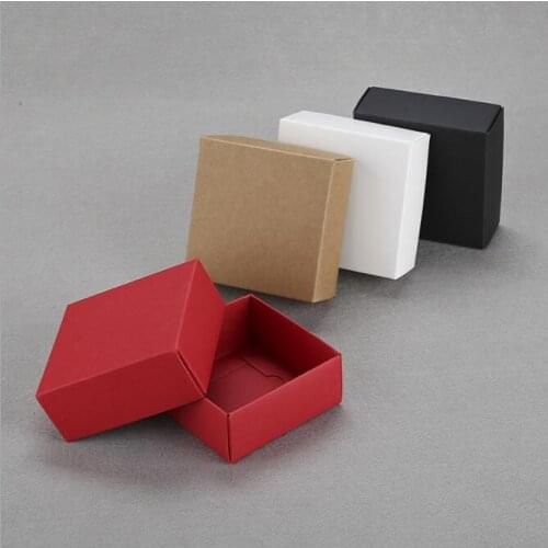 20pcs White/Black/Red/Brown Carton Box Kraft Paper Packaging Box For Jewelry Gift Paper Box With Lid Cardboard Boxes