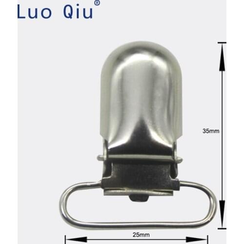 Pacifier Ribbon Clips Metal clips Suspender garment clip Holder Plastic Insert Nickel-plated 100 pcs/lot 25mm Luo Qiu