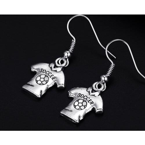 Trendy Vintage Football Shirt Antique Silver Plated Punk Hiphop Rock Style Retro Drop Earrings for Women & Man Party Jewelry