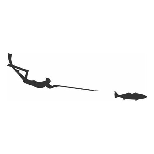 Man Diving Under The Sea Holding An Arrow To Catch A Small Fish Car Decal For Car Body Rainproof Truck Rear windshield FA086
