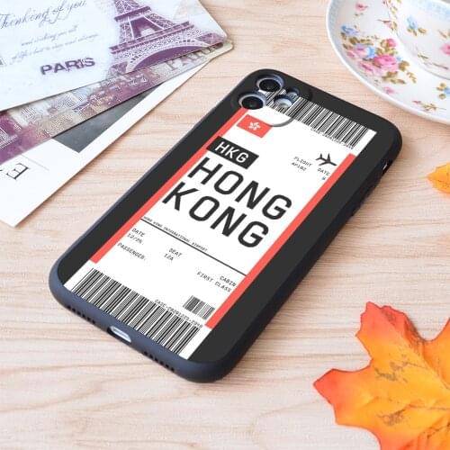 For iPhone Hongkong Boarding Pass First Class Air Plane Ticket Lable Flight Travel Print Soft Matt Apple iPhone Case