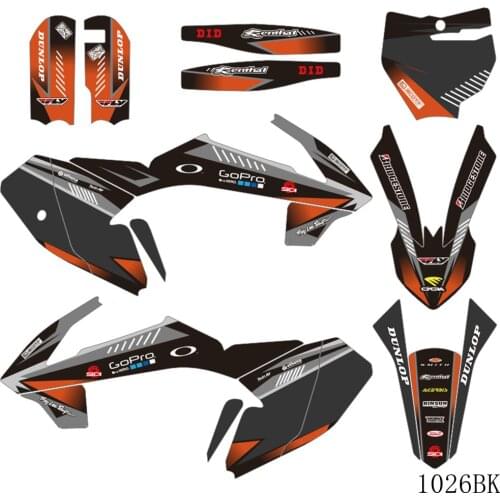 Full Graphics Decals Stickers Motorcycle Background Custom Number Name 3M Matte For KTM SX 65 SX65 2016 2017 2018 2019 2020