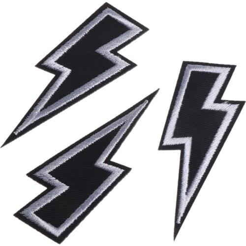 New Lightning Embroidered Iron on Patches Clothing Retro Stripes Motif Appliques