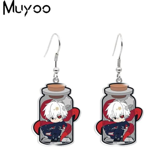 2020 New Tokyo Ghoul Anime Epoxy Dangle Earrings Kaneki Ken Touka Kamishiro Rize in Bottle Acrylic Fish Hook Earrings
