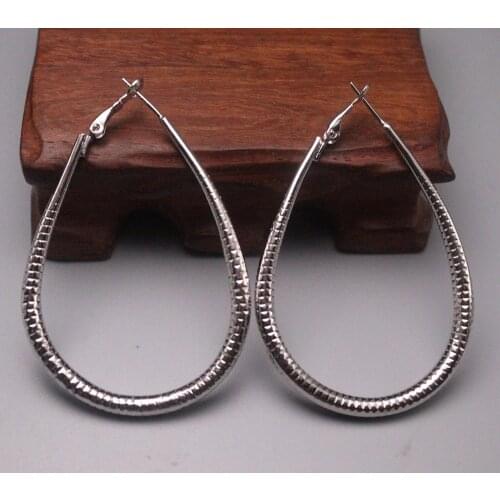 New Pure 925 Sterling Silver Earrings 62x40mm "U" Shape Ear Dorp For Woman
